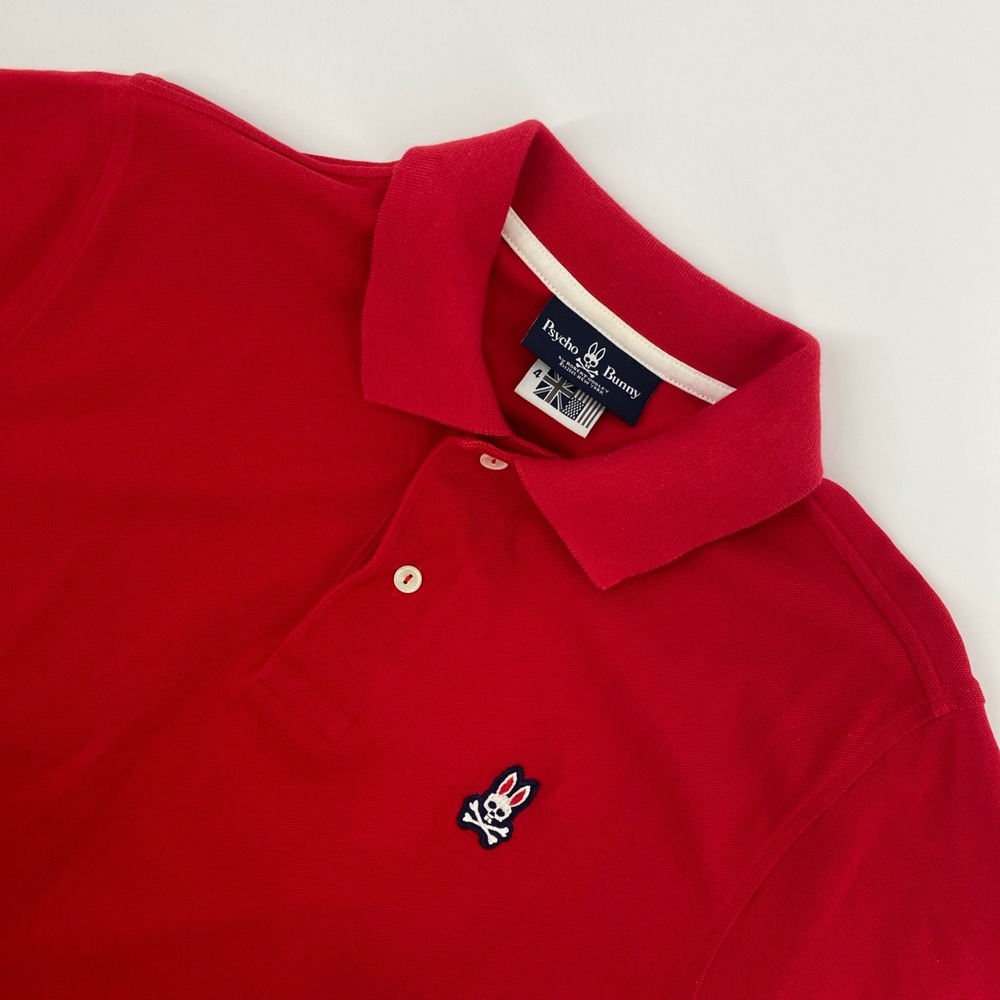 Psycho Bunny Polo Shirt Mens 4 Medium Red Pima Cotton Logo Preppy Luxury